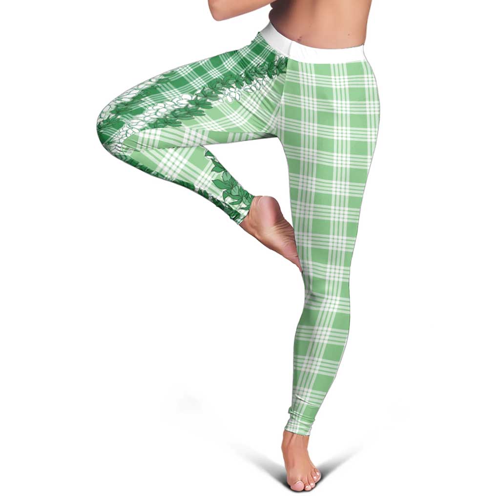 Green Hawaii Palaka Leggings Hawaiian Honohono Lei