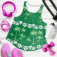 Green Hawaii Palm Tree Hibiscus Women Racerback Tank Fantasy Summer Vibe LT01 Green - Polynesian Pride