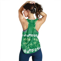Green Hawaii Palm Tree Hibiscus Women Racerback Tank Fantasy Summer Vibe LT01 - Polynesian Pride
