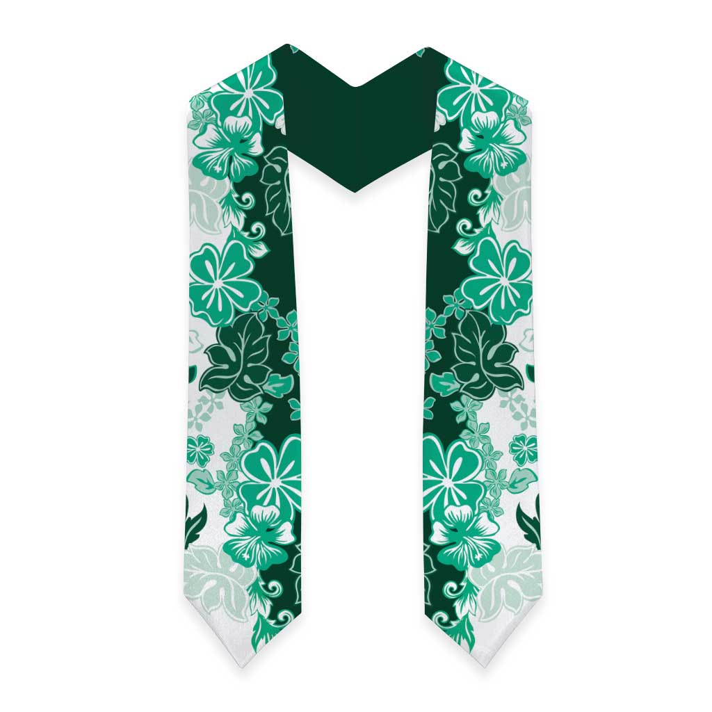 Green Hibiscus Plumeria Floral Graduation Stole