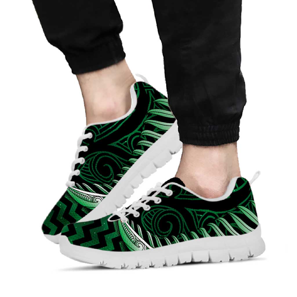 Green Matariki New Zealand Sneakers Maori Poutama Galaxy Vibes