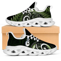 Green New Zealand Clunky Sneakers Aotearoa Silver Fern With Manaia Maori Unique