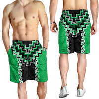 Green Niho Taniwha Mix Poutama Shorts for Men Unique Taniko Aotearoa - Polynesian Pride