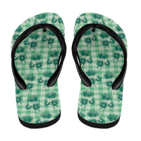 Green Palaka Hawaii Flip Flops Hawaiian Lehua Blossoms