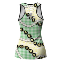 Green Palaka Hawaii Hollow Tank Top Kukui Nut Pikake Lei Hawaiian Tapa Pattern - Polynesian Pride