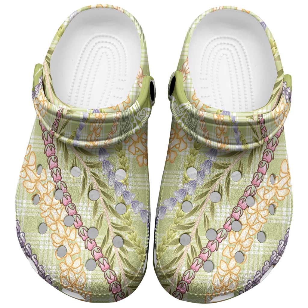 Green Palaka Hawaii Leis Clogs Shoes Hawaiian-plaid Elegant Tropical Vibes - Polynesian Pride