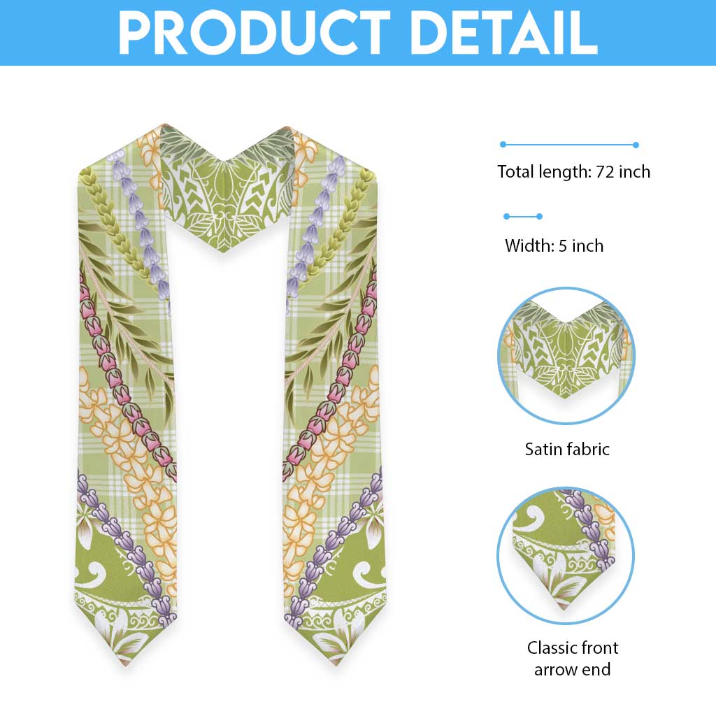 Green Palaka Hawaii Leis Graduation Stole Hawaiian-plaid Elegant Tropical Vibes - Polynesian Pride