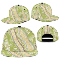 Green Palaka Hawaii Leis Snapback Cap Hawaiian-plaid Elegant Tropical Vibes - Polynesian Pride
