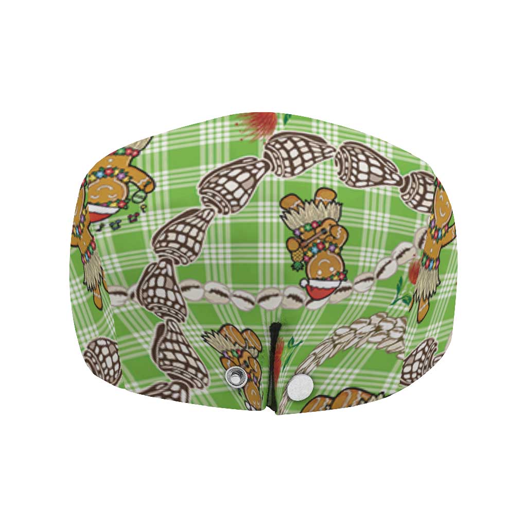 Green Palaka Hawaii Mele Kalikimaka Jeff Hat Ohia Lehua Shell Leis Funny Gingerbread Santa - Polynesian Pride