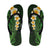 Green Polynesia Flip Flops Plumeria Tropical Leaves Galaxy Polynesian Art - Polynesian Pride