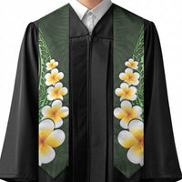 Green Polynesia Graduation Stole Plumeria Tropical Leaves With Galaxy Polynesian Art