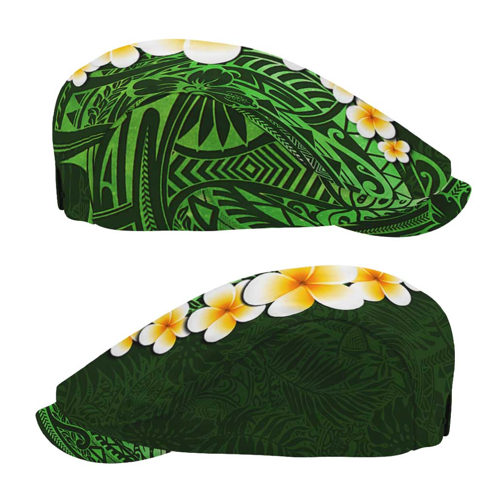 Green Polynesia Jeff Hat Plumeria Tropical Leaves Galaxy Polynesian Art - Polynesian Pride