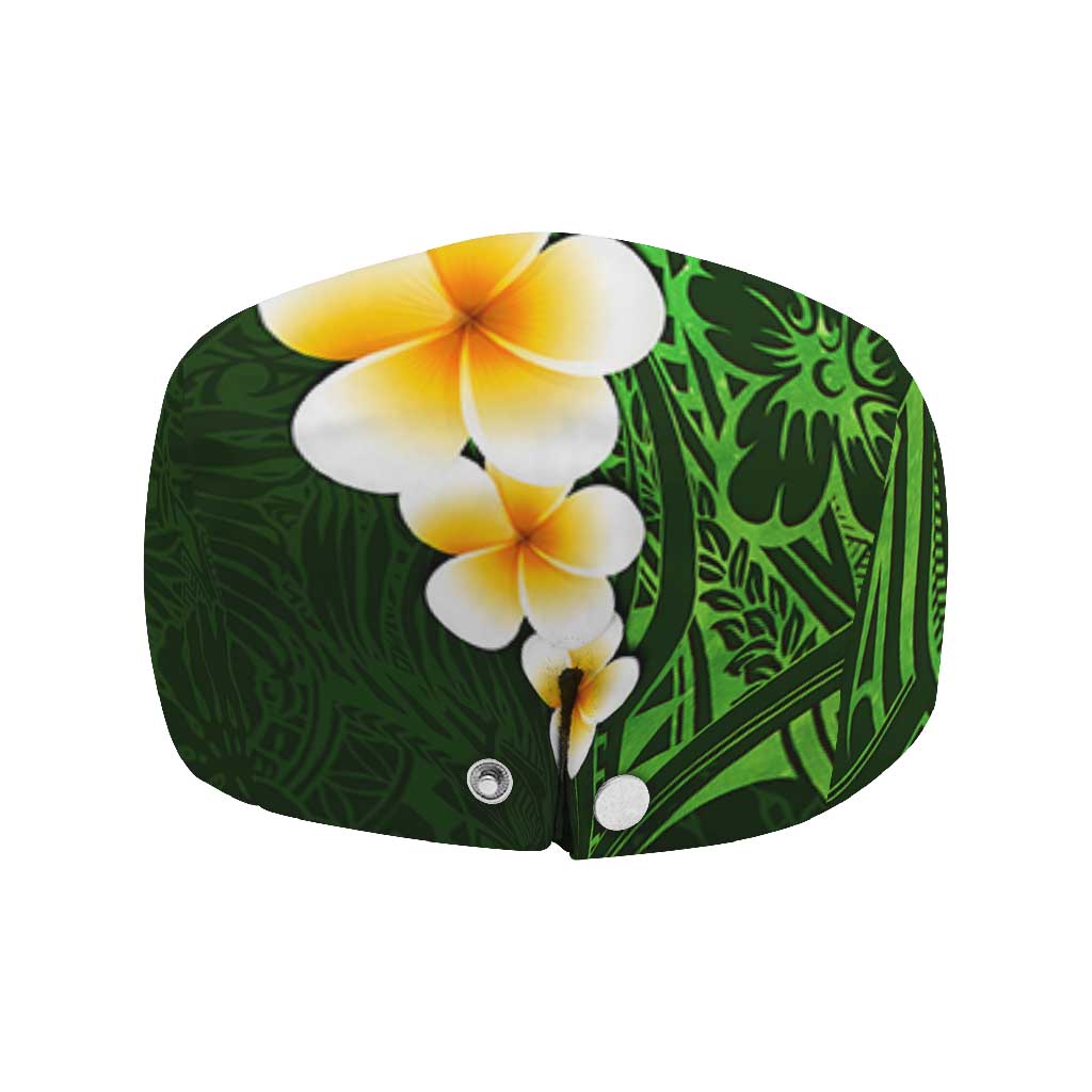 Green Polynesia Jeff Hat Plumeria Tropical Leaves Galaxy Polynesian Art - Polynesian Pride