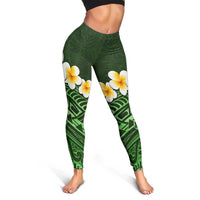 Green Polynesia Leggings Plumeria Tropical Leaves With Galaxy Polynesian Art - Polynesian Pride