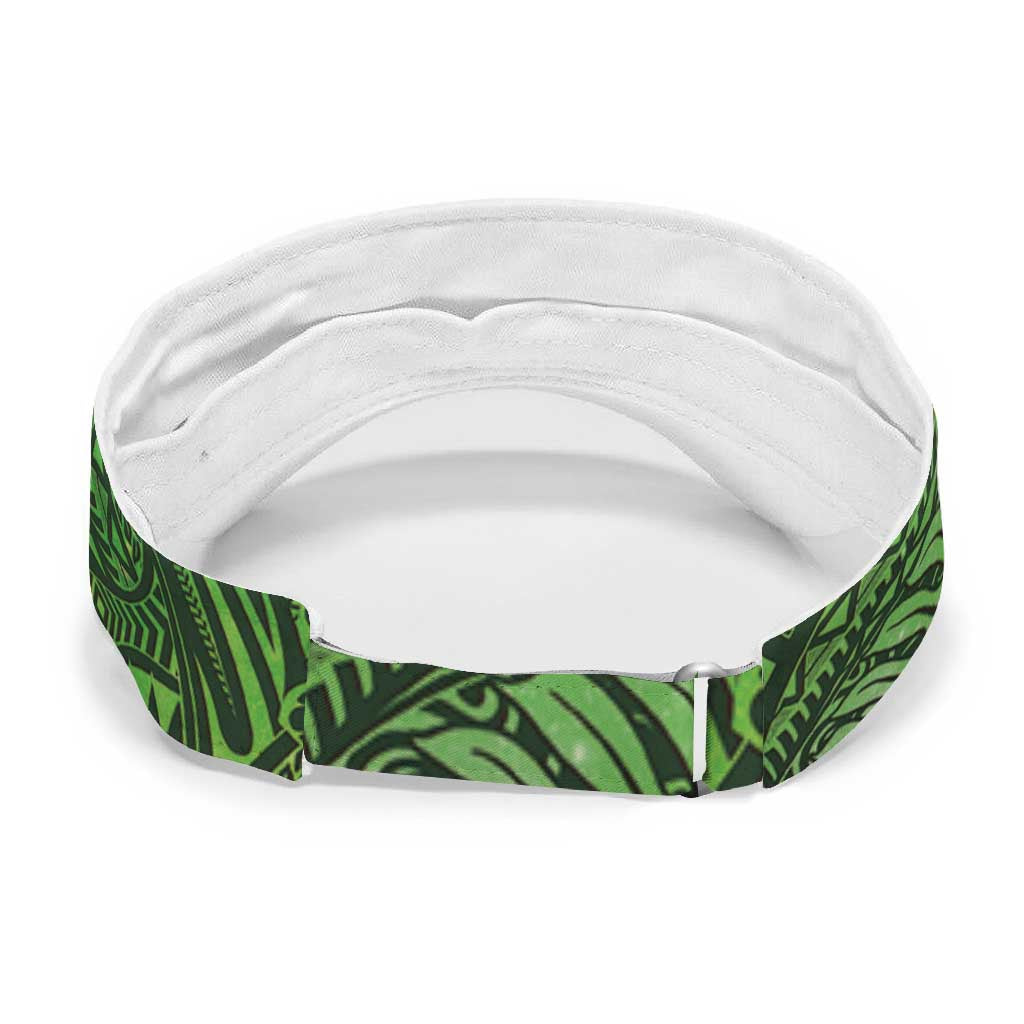Green Polynesia Sun Visor Cap Plumeria Tropical Leaves With Galaxy Polynesian Art