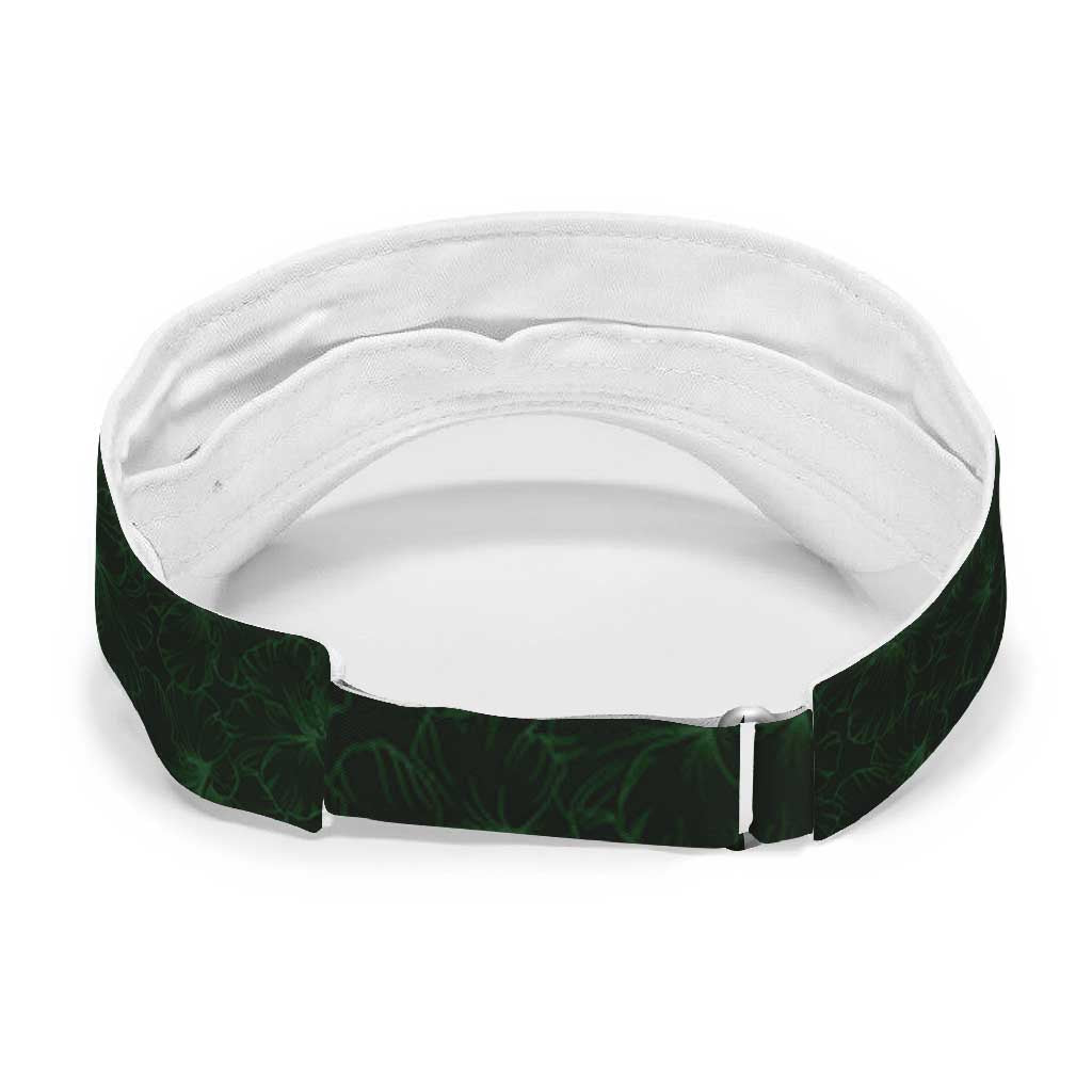 Green Polynesia Sun Visor Cap Plumeria With Hibiscus Pattern Tropical Vibes