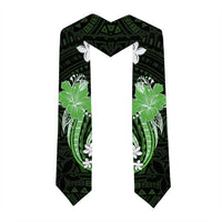 Green Polynesian Pattern With Tropical Flowers Graduation Stole