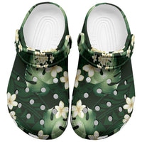 Green Tropical Hawaii Clogs Shoes Seamless Monstera Plumeria Hawaiian Pattern - Polynesian Pride