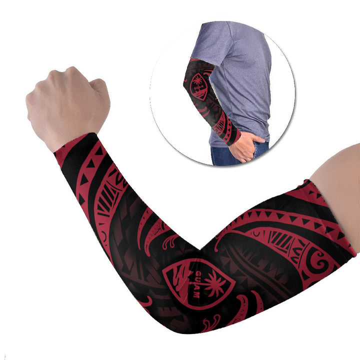 Guam Polynesian Arm Sleeve - Bright Red Tribal Wave LT9