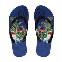 Guam Chamorro Flip Flops Tribal Latte Stone and Seal Artwork Polynesian Patterns LT03 Multicolor - Polynesian Pride