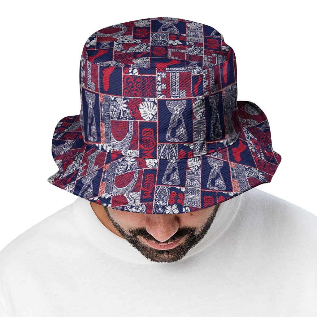 Guam Felis Pasgua Bucket Hat Pacific Patchwork Xmas Vibes - Polynesian Pride