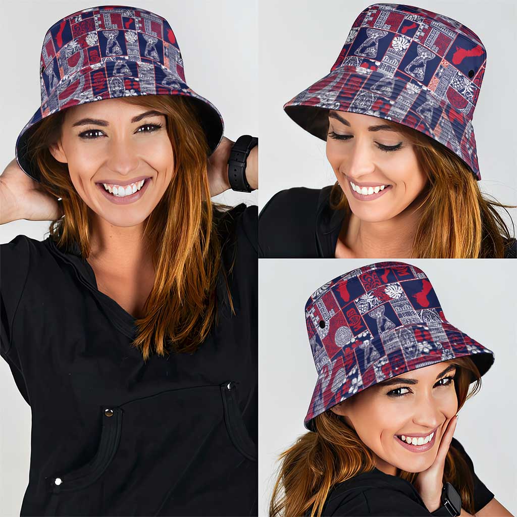Guam Felis Pasgua Bucket Hat Pacific Patchwork Xmas Vibes - Polynesian Pride