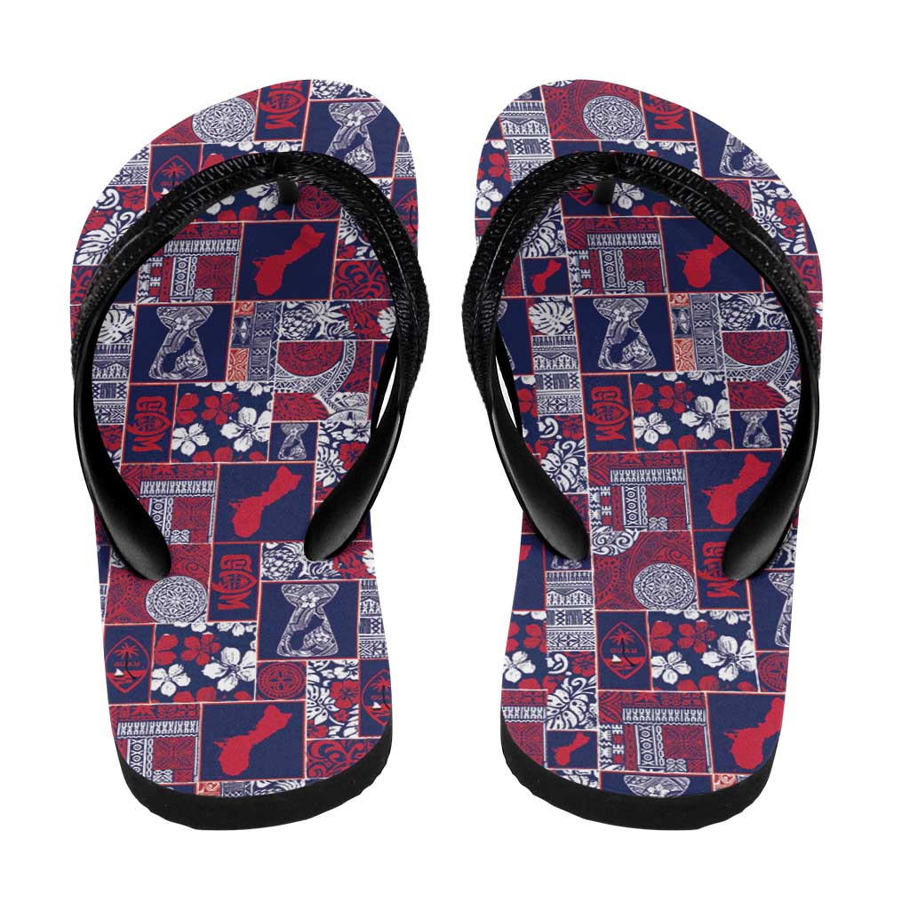 Guam Felis Pasgua Flip Flops Pacific Patchwork Xmas Vibes - Polynesian Pride
