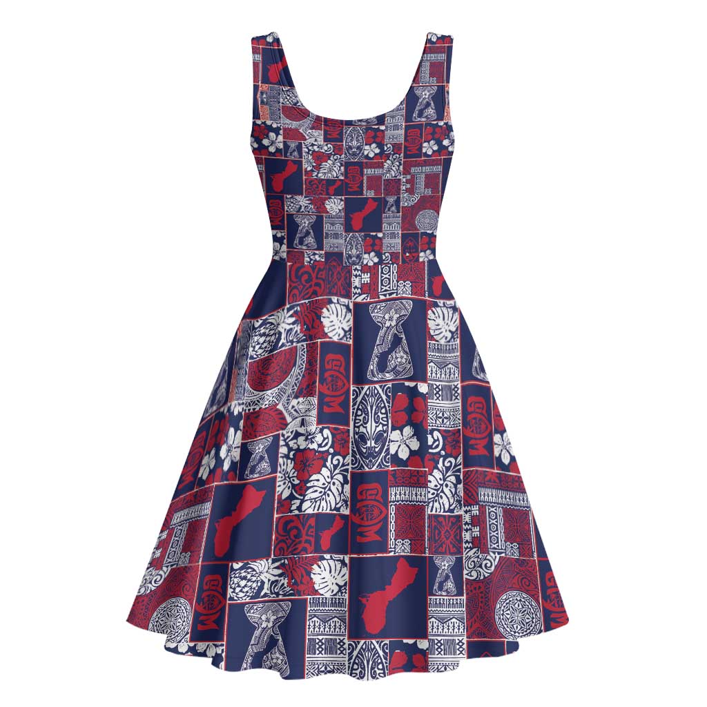 Guam Felis Pasgua Midi Dress Pacific Patchwork Xmas Vibes - Polynesian Pride