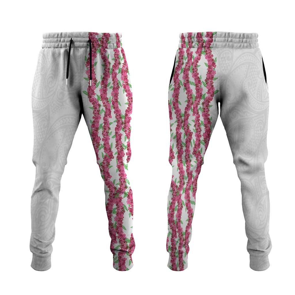 Hawaii Aalii Lei Jogger Pants Aalii Ku Makani LT01 White - Polynesian Pride