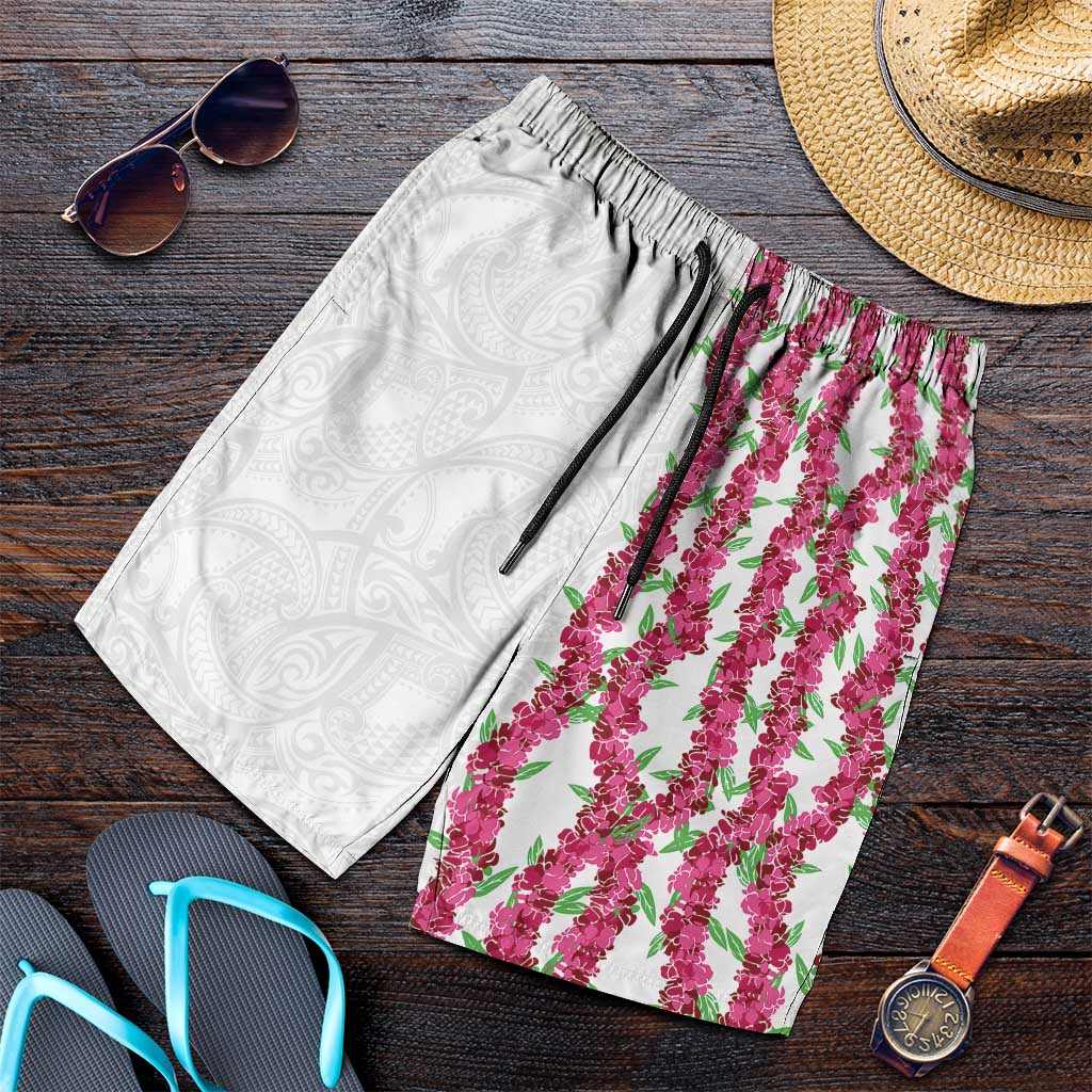 Hawaii Aalii Lei Shorts for Men Aalii Ku Makani LT01 White - Polynesian Pride
