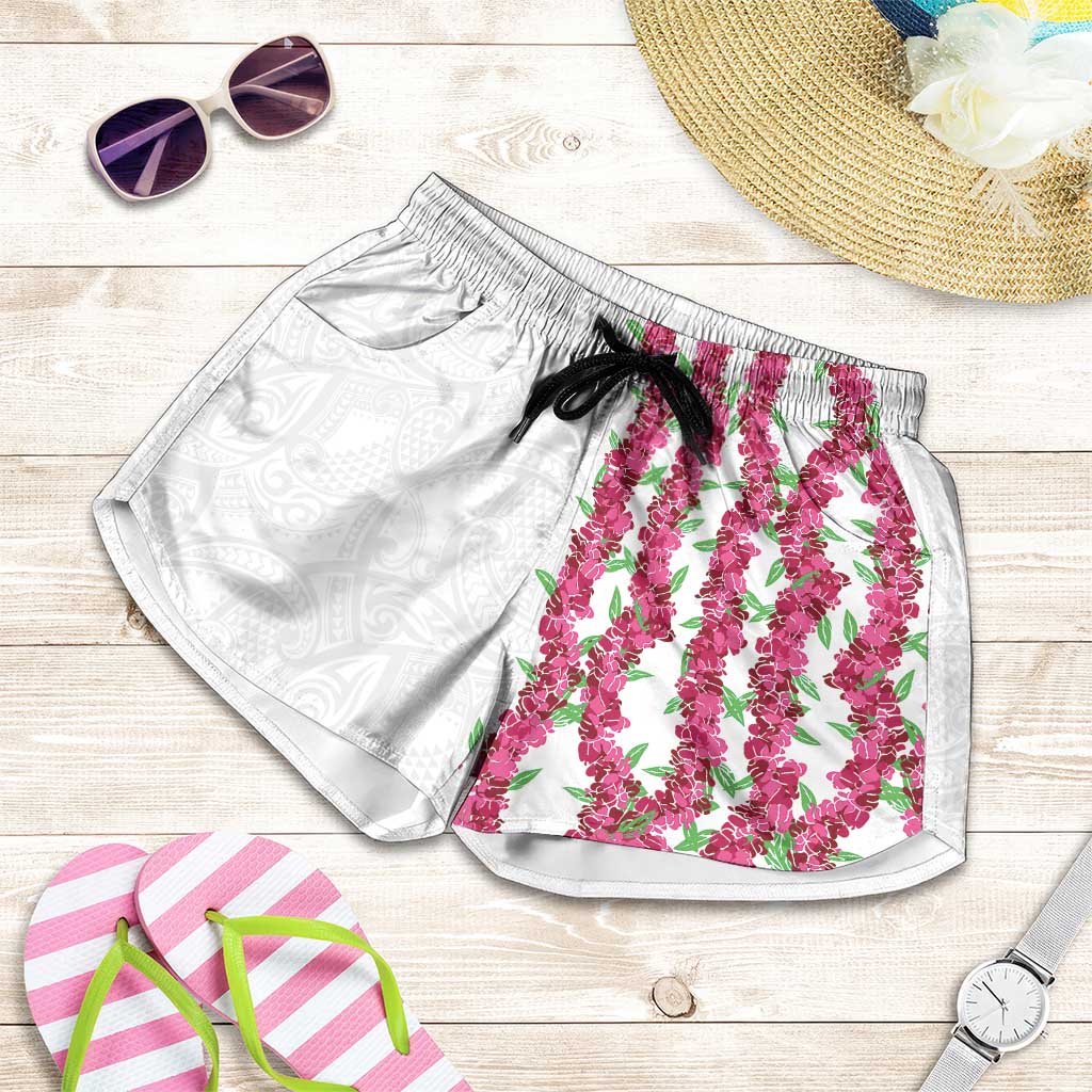 Hawaii Aalii Lei Shorts for Women Aalii Ku Makani LT01 White - Polynesian Pride
