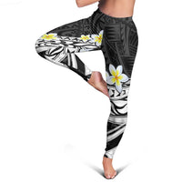 Hawaii Aloha Leggings Plumeria Vintage - Black
