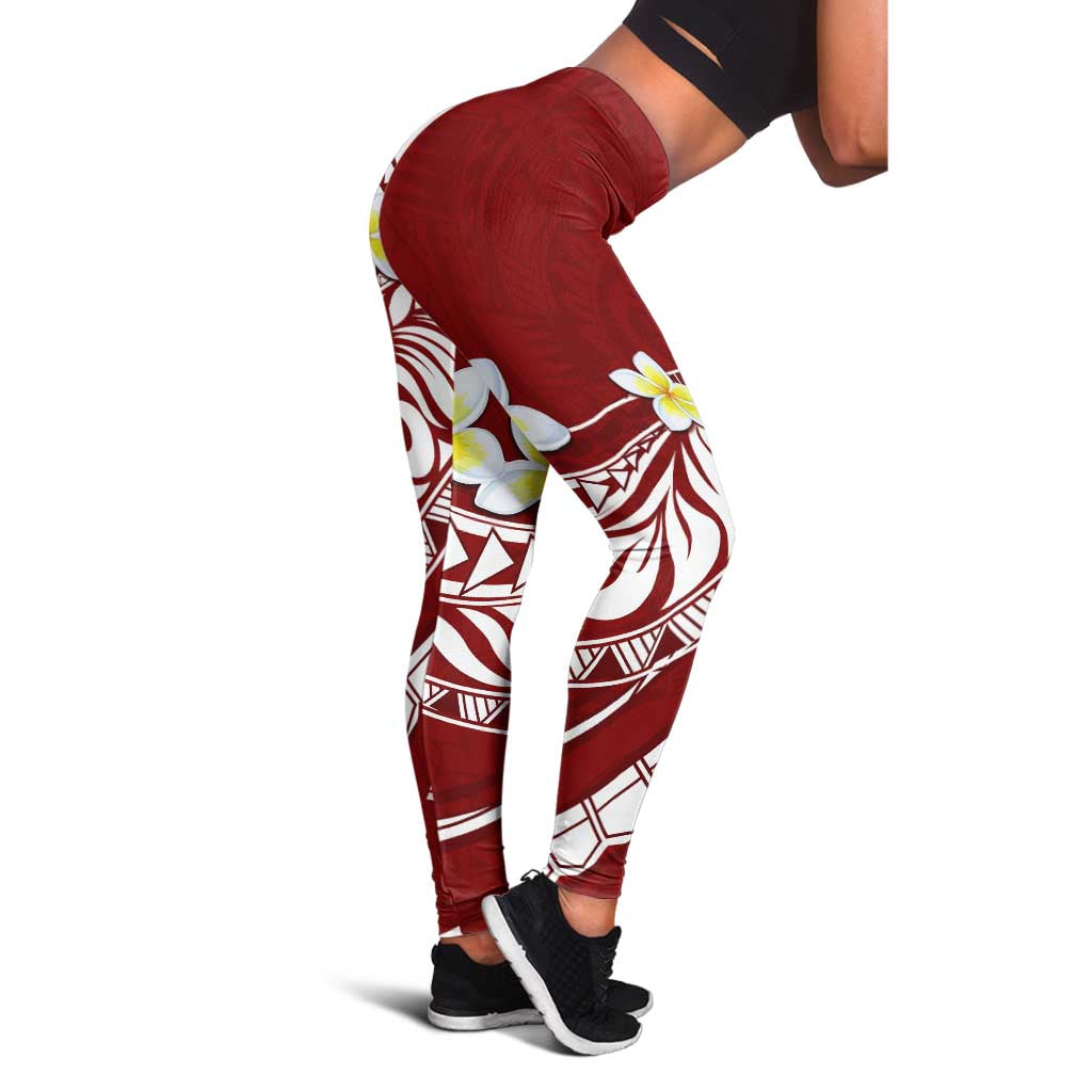 Hawaii Aloha Leggings Plumeria Vintage - Crimson