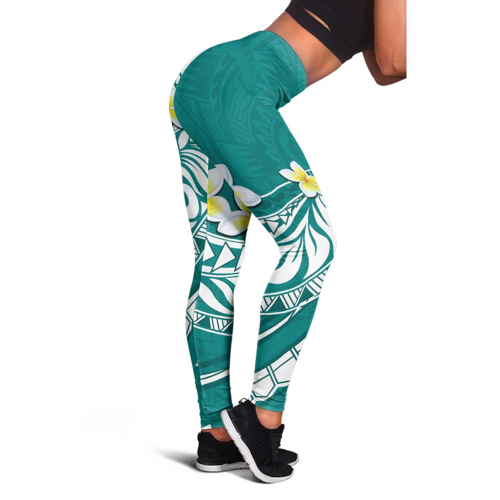 Hawaii Aloha Leggings Plumeria Vintage - Teal
