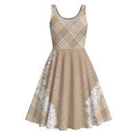 Hawaii Aloha Plumeria Lei Beige Palaka Midi Dress - Polynesian Pride