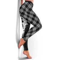 Hawaii Aloha Plumeria Lei Black Palaka Leggings - Polynesian Pride