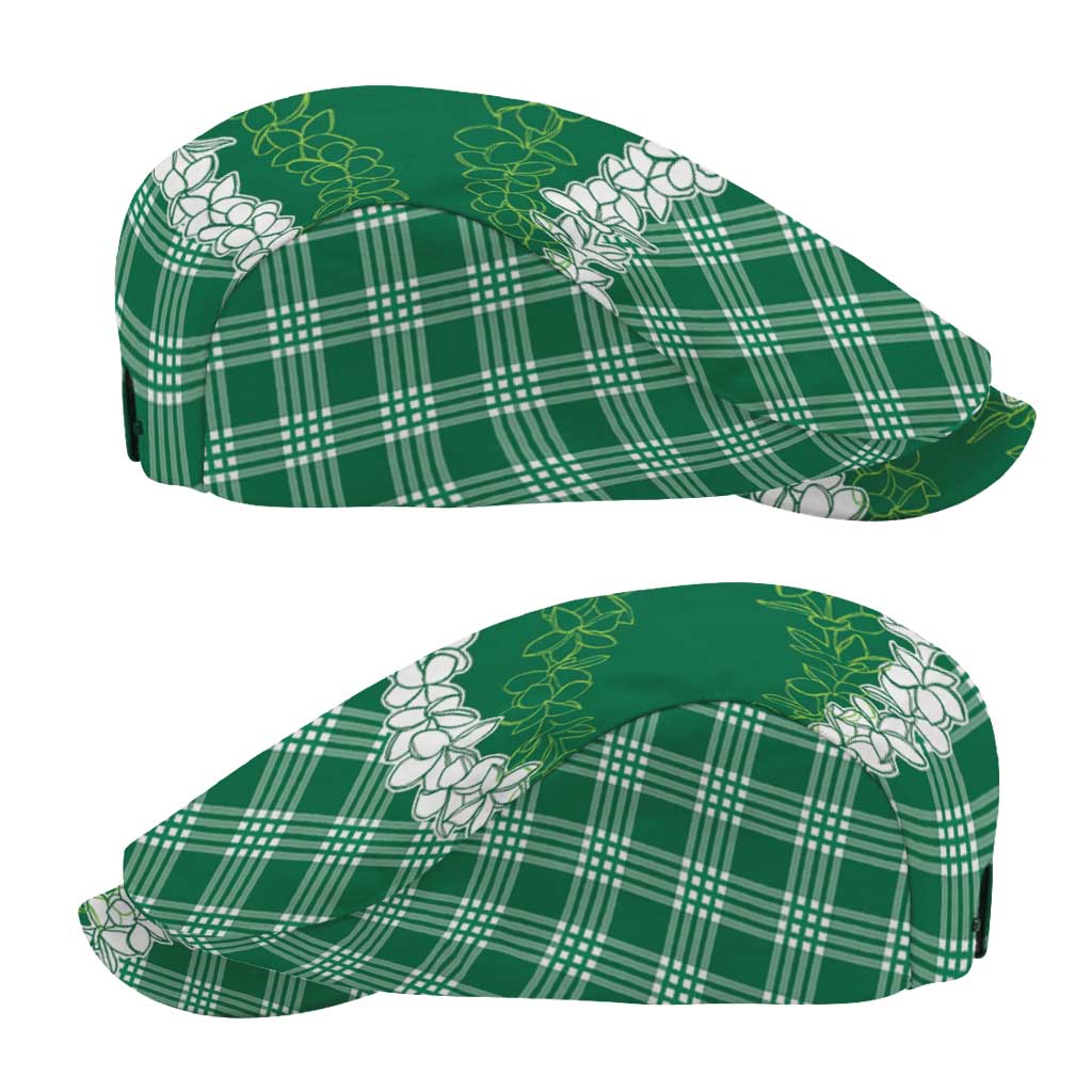 Hawaii Aloha Plumeria Lei Green Palaka Jeff Hat - Polynesian Pride