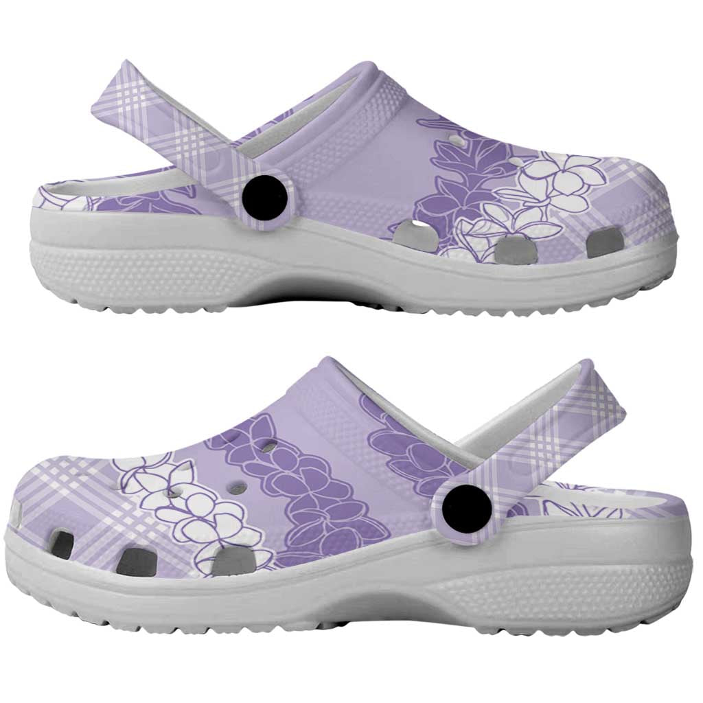Hawaii Aloha Plumeria Lei Lavender Palaka Clogs Shoes - Polynesian Pride