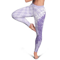 Hawaii Aloha Plumeria Lei Lavender Palaka Leggings - Polynesian Pride