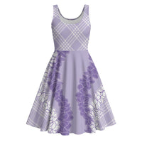 Hawaii Aloha Plumeria Lei Lavender Palaka Midi Dress - Polynesian Pride