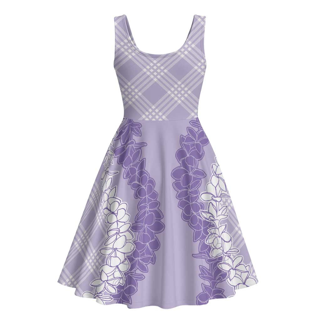 Hawaii Aloha Plumeria Lei Lavender Palaka Midi Dress - Polynesian Pride