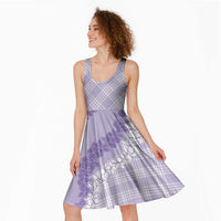 Hawaii Aloha Plumeria Lei Lavender Palaka Midi Dress - Polynesian Pride