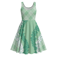 Hawaii Aloha Plumeria Lei Mint Palaka Midi Dress - Polynesian Pride