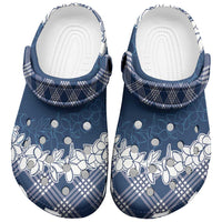 Hawaii Aloha Plumeria Lei Navy Palaka Clogs Shoes - Polynesian Pride
