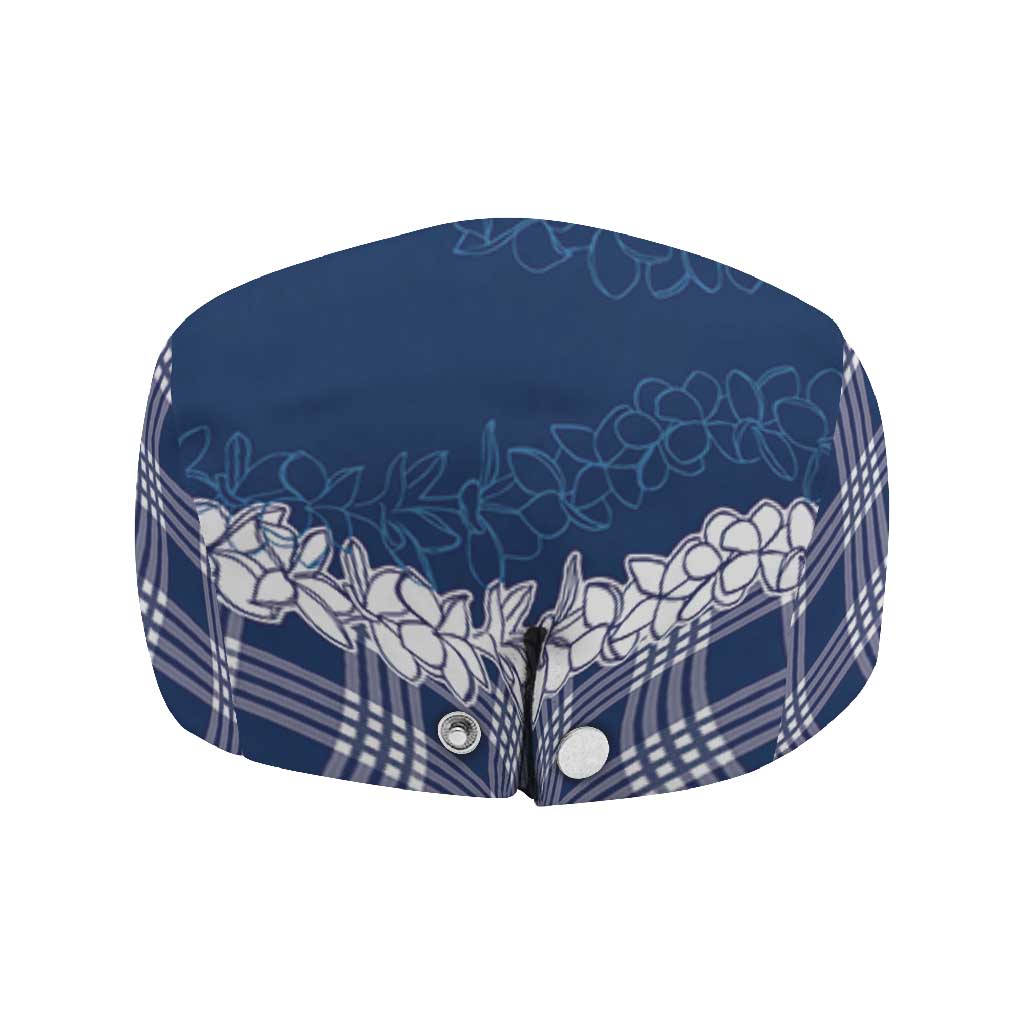 Hawaii Aloha Plumeria Lei Navy Palaka Jeff Hat - Polynesian Pride