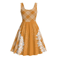 Hawaii Aloha Plumeria Lei Orange Palaka Midi Dress - Polynesian Pride