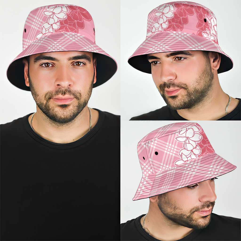 Hawaii Aloha Plumeria Lei Pink Palaka Bucket Hat - Polynesian Pride