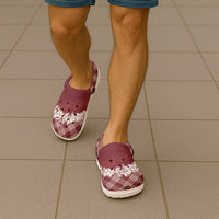 Hawaii Aloha Plumeria Lei Scarlet Palaka Clogs Shoes - Polynesian Pride