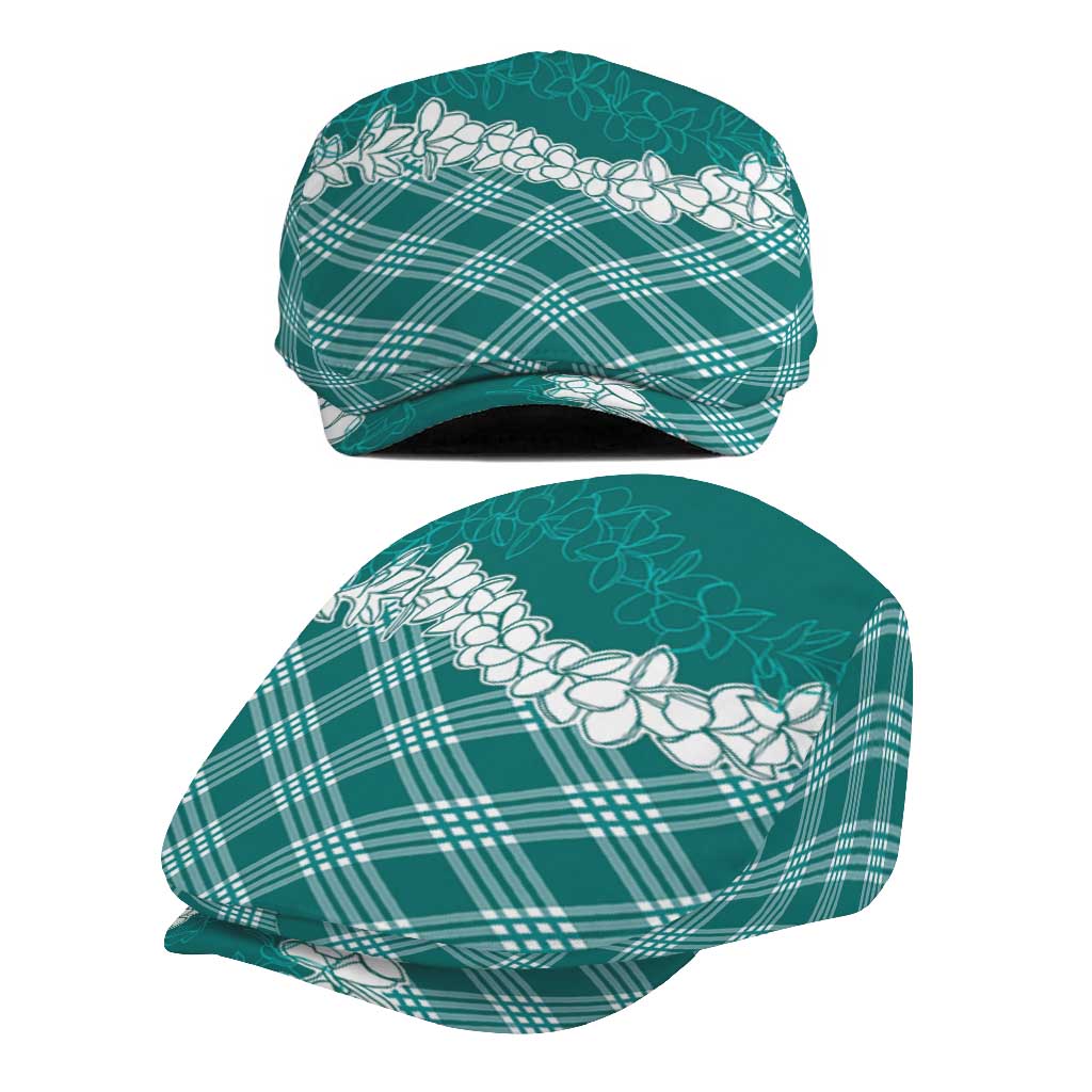 Hawaii Aloha Plumeria Lei Teal Palaka Jeff Hat - Polynesian Pride
