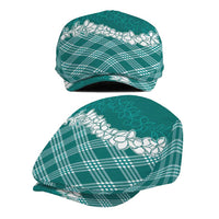 Hawaii Aloha Plumeria Lei Teal Palaka Jeff Hat - Polynesian Pride